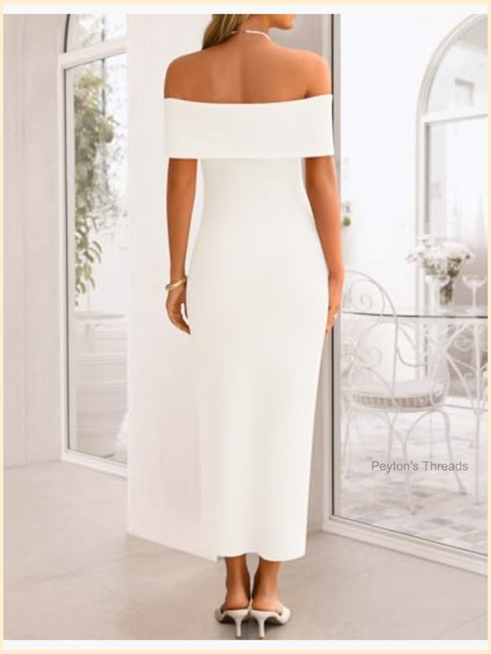 Off Shoulder Bodycon Midi Ribbed Knit Dress Cocktail Party Formal - Picture 3 of 7